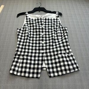 Gingham Linen Wayf Button Front Tank Top Small Cottagecore Linen Blend